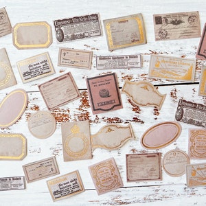 30 Vintage Mini Aufkleber: Junk Journal Ephemera