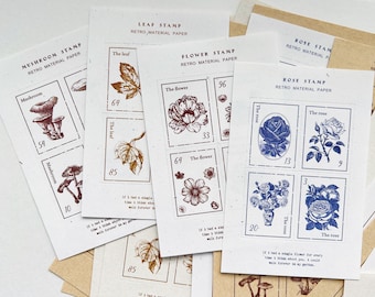 Botanical Stamp Paper: Floral Ephemera for Junk Journaling