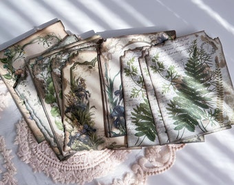 Botanical Collage Paper Pack: Vintage Green Garden Scrapbooking Pages