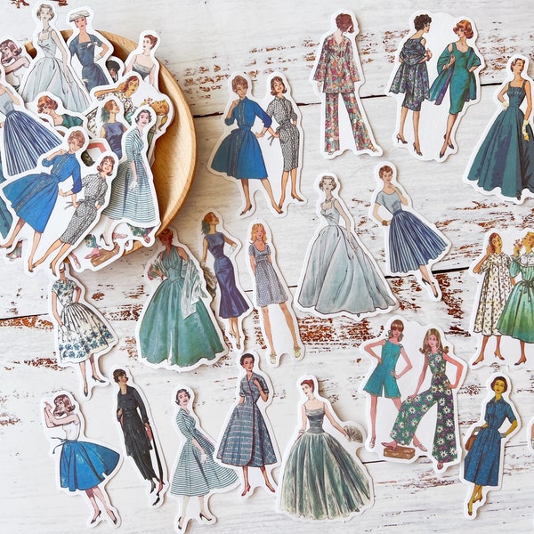 40 Pieces Vintage Lady Washi Sticker, Retro Fashion Lady Sticker, Journal Sticker, Scrapbooking Sticker