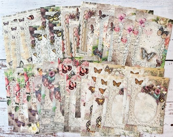 30 Pieces Butterfly Frame Collage Paper, Vintage Style Pattern Paper, Floral Paper, Craft Paper, Mixed Paper Set