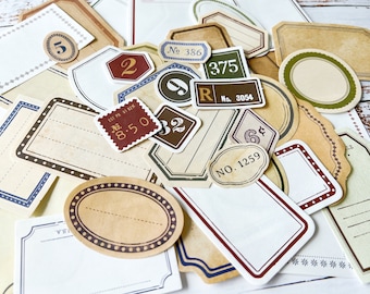 Vintage Label Paper Pack: 50 Matte Ephemera for Journaling