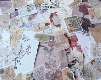 Kit de 55 carnets de notes sur le thème des fleurs, éphémères vintage, scrapbooking, autocollants pour agenda, éphémères en papier