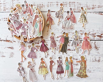 40 Pieces Vintage Lady Washi Sticker, Retro Fashion Girl Sticker, Junk Journal Sticker, Scrapbooking Sticker