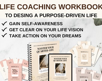 Propósito de vida Claridad Autodescubrimiento Crecimiento personal Coaching de vida Cuaderno de trabajo de dominio del cuarto de vida
