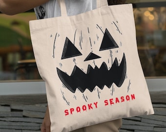 spooky season, halloween bag, pumpkin bag, halloween tote bag, fall tote, reusable tote, scary gift, monster bag