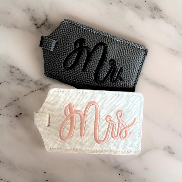 Mr & Mrs Luggage Tags Set, Wedding Gift for Bride and Groom, Suitcase Tag for Honeymoon Travel, Gift for Couple