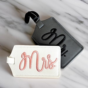 Mr & Mrs bagagelabels set, huwelijkscadeau voor bruid en bruidegom, kofferlabel voor huwelijksreis, cadeau voor koppel afbeelding 2