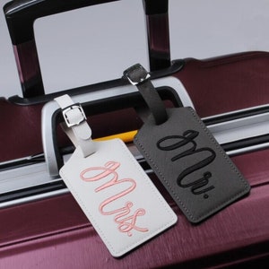 Mr & Mrs bagagelabels set, huwelijkscadeau voor bruid en bruidegom, kofferlabel voor huwelijksreis, cadeau voor koppel afbeelding 6
