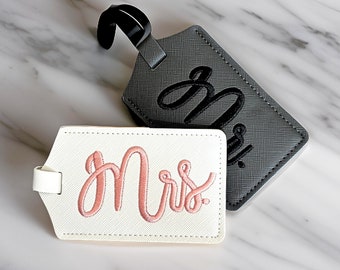 Mr & Mrs Luggage Tags and Passport Cover Set, Wedding Gift for Bride and Groom, Suitcase Tag for Honeymoon Travel