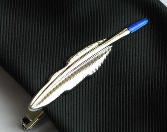 Tie Bar Men's Birthday Gift | Father's Day Silver Quill Tie Clip | Husband Anniversary Keepsake Gift | Dad Feather Suit Pin