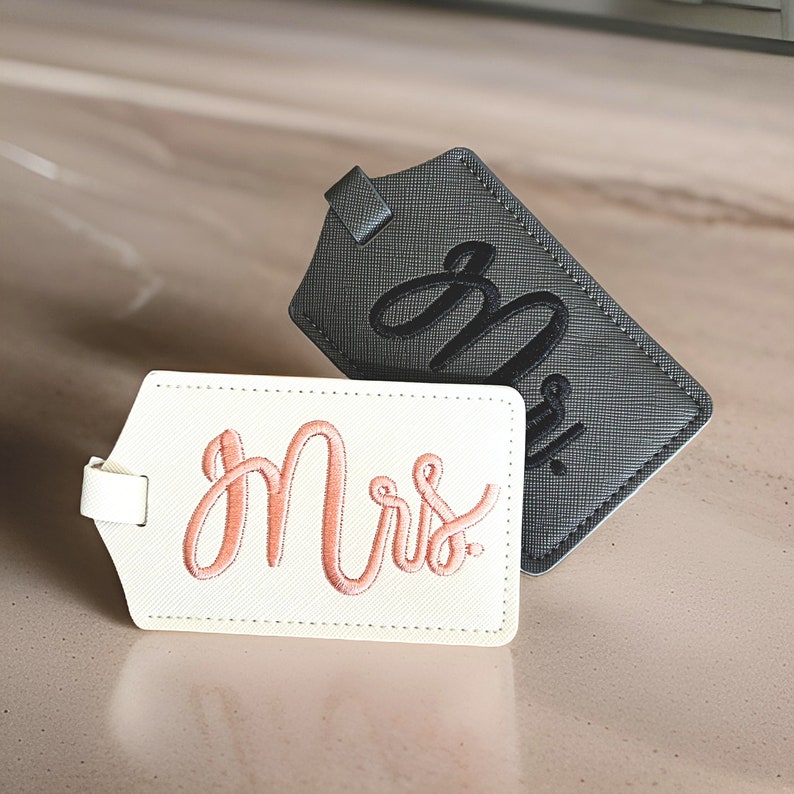 Mr & Mrs bagagelabels set, huwelijkscadeau voor bruid en bruidegom, kofferlabel voor huwelijksreis, cadeau voor koppel afbeelding 3