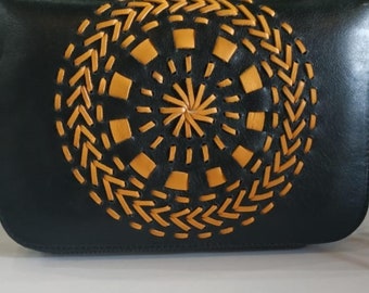 Handmade Engraved Leather Wristlets Purse
