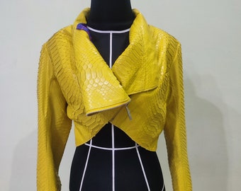 Yellow Boleros Jackets Evening Dresses Python Snakeskin Leather