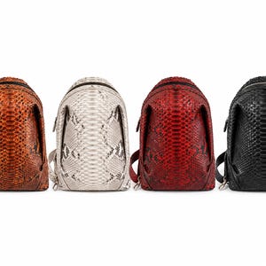 Genuine Python Snakeskin Leather Backpack Sling Bag: Unisex Crossbody Pack Exotic Reptile Texture