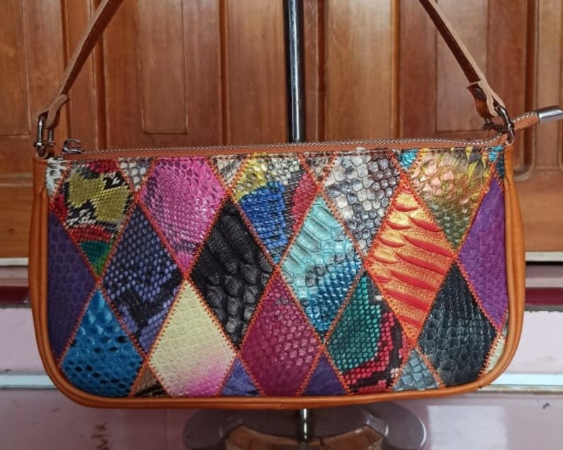 Python Snakeskin Textured Shoulder Bag Pattern