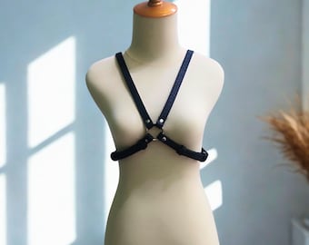 Python Snakeskin Leather Harness X Strap Style O Rings