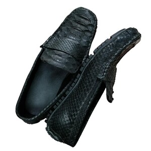 Black Snakeskin Casual Loafers For Men 9