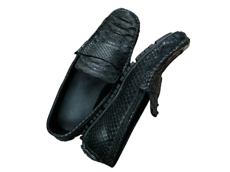 Black Snakeskin Casual Loafers For Men 9