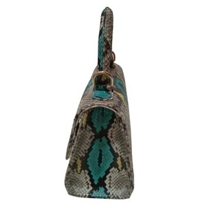 Top Handle Women Handbag, Genuine Python Snakeskin Purse, Chain Strap ...
