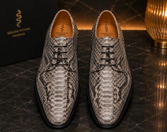 Genuine Python Snakeskin Dress Shoes: Handmade Exotic Oxfords Men Footwear