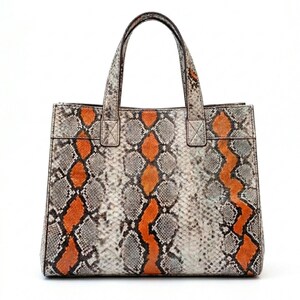 Back view of genuine python snakeskin tote handbag
