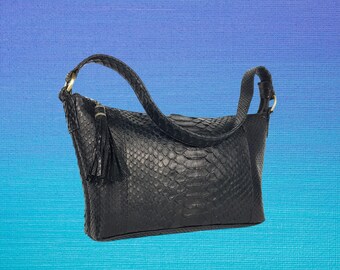 Trendy Snakeskin Bucket Bag - Handcrafted Evening Bag for Women