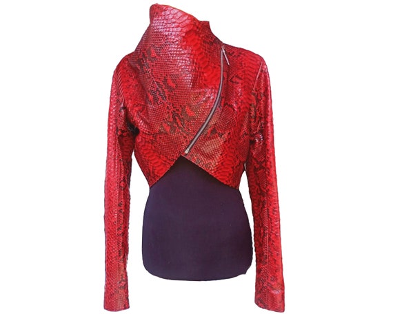 Long sleeve Red Snakeskin Leather Bolero Fashion Jacket for Evening Dresses Etsy UK