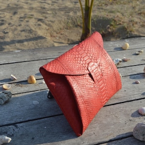 Snakeskin Frauen Brieftasche Leder Magnetverschluss Reißverschluss Tasche