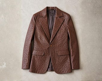 Blazer de piel de avestruz auténtica: Traje de moda para hombre