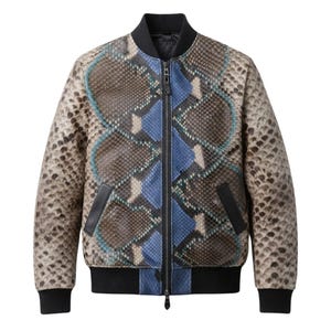 Multi-Color Python Snakeskin Bomber Jacket