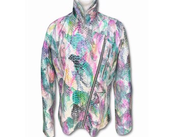 Python Leather Jacket for Men - Colorful Abstract Style