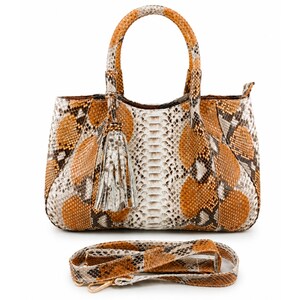 Genuine Python Snakeskin Tote Bag: Pale Brown Color
