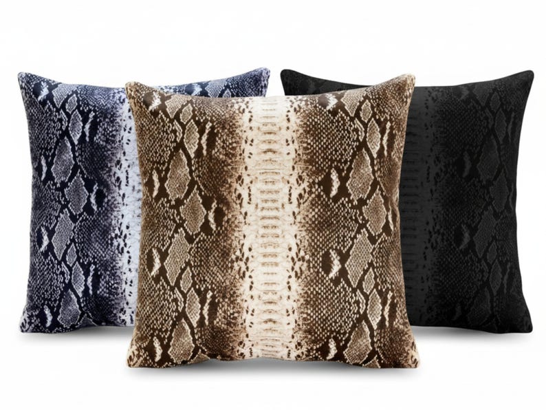 Genuine Python Snakeskin Sofa Cushion Covers: Exotic Leather Throw Pillow Living Room Decor