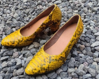 Yellow Snakeskin Women Shoes