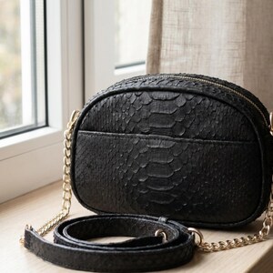 Genuine Python Snakeskin Shoulder Bag for Women: Black, Brown, White, Pink Exotic Purse