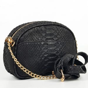 Genuine Python Snakeskin Shoulder Bag for Women: Black, Brown, White, Pink Exotic Purse
