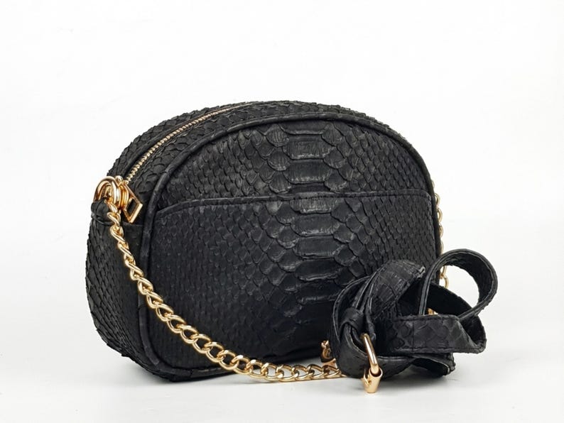 Genuine Python Snakeskin Shoulder Bag for Women: Black, Brown, White, Pink Exotic Purse