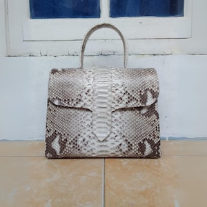 Snakeskin Damen Leder Handtasche, Echte Python Schlangenhaut Crossbody Ledertasche, Großes Fach & Organizer Geldbörse