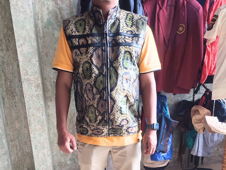 Genuine Python Snakeskin Motorcycle Leather Vest 3