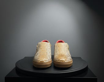 Genuine Python Snakeskin Shoes: Handmade Real Exotic Leather Sneakers