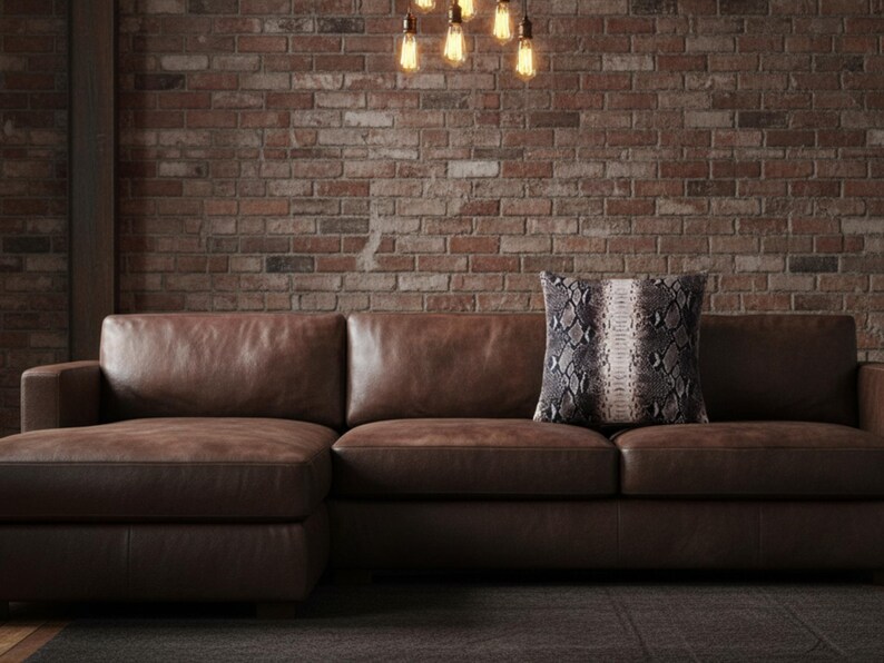 Genuine Python Snakeskin Sofa Cushion Covers: Exotic Leather Throw Pillow Living Room Decor