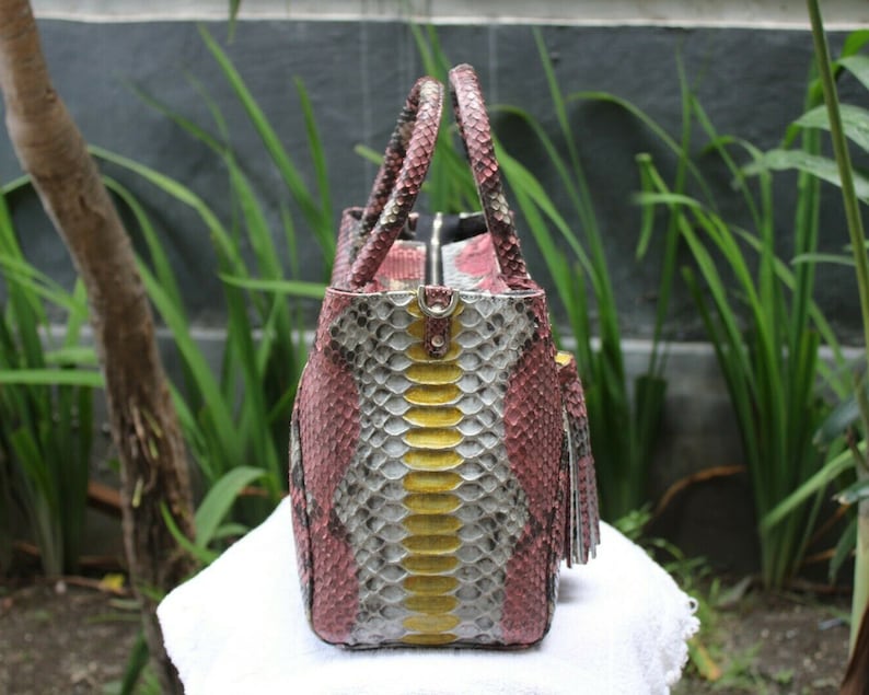 Pink Python Snakeskin Tote Large Shopping Leather Handbag - Etsy