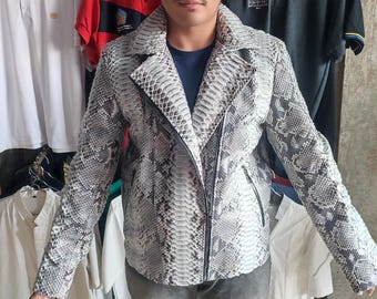 Men's Genuine Python Snakeskin Leather Motorcycle Jacket | Bold & Unique Leather Jacket for Adventurous Souls | Ride in Style!
