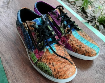 Multicolor Snake Skin Sneakers Casual Walking Shoes