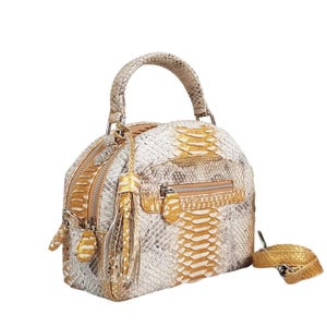 Python Snakeskin Oval Crossbody Leather Handbag