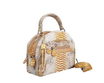 Python Snakeskin Oval Crossbody Leather Handbag