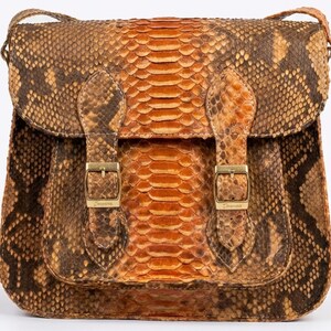 Genuine Python Snakeskin Messenger Bag: Luxury Exotic Leather Crossbody Satchel