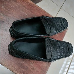 Black Snakeskin Casual Loafers For Men 7