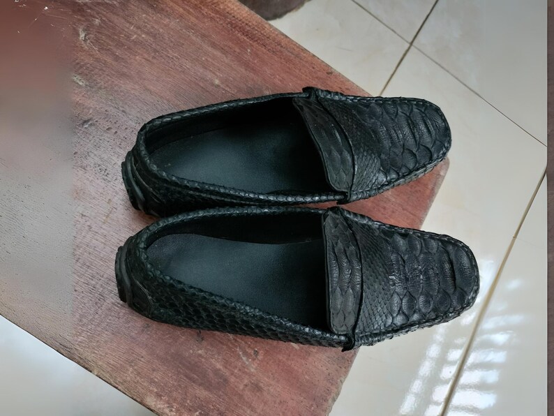 Black Snakeskin Casual Loafers For Men 7